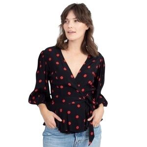 GANNI Barra Crepe Wrap Blouse